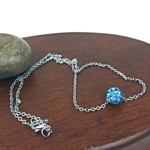 Harriet Ave Jewels Jewelry - Blue rhinestone ball and silver tone chain necklace. New with tags.